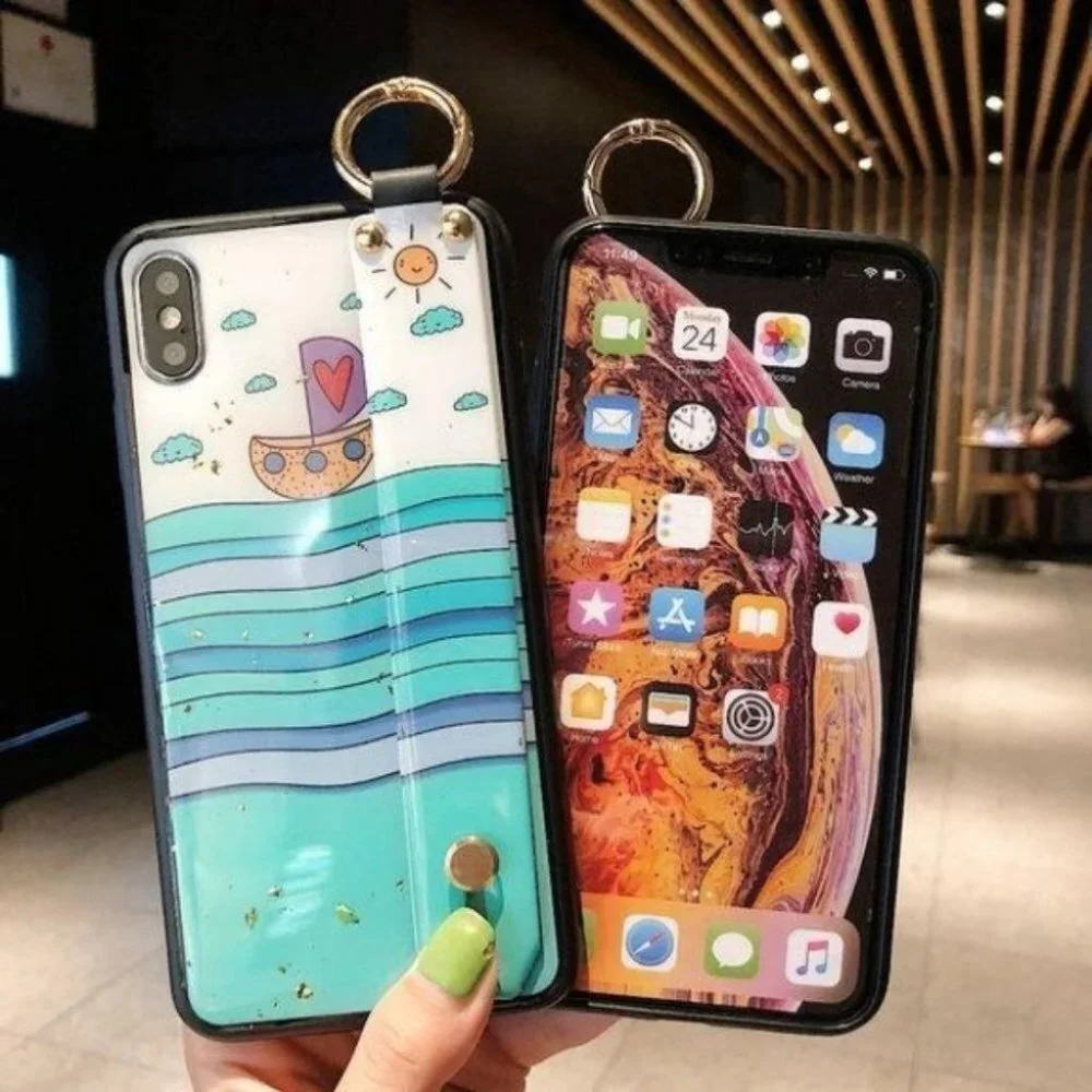Boat Gold Foil Wristband Stand Phone Case